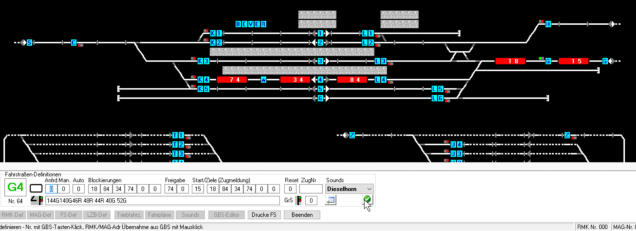 Anzeige Gleisabschnitte mit Nummern bei Fahrstraßen-Definition